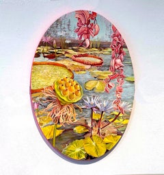 Contemporary Oil Painting Female Artist Venus Flytrap Lilly Pads Amanda Besl