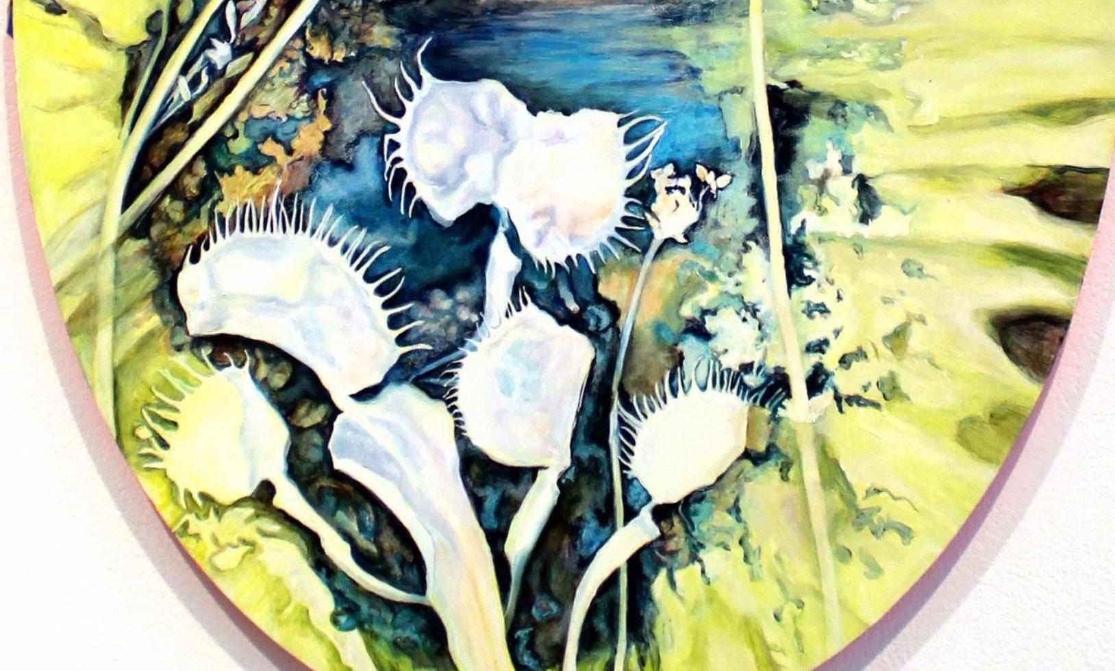 Pittura a olio contemporanea Artista femminile Trappola di Venere Pizzo di Queen Anne Besl - Painting Contemporaneo di Amanda Besl