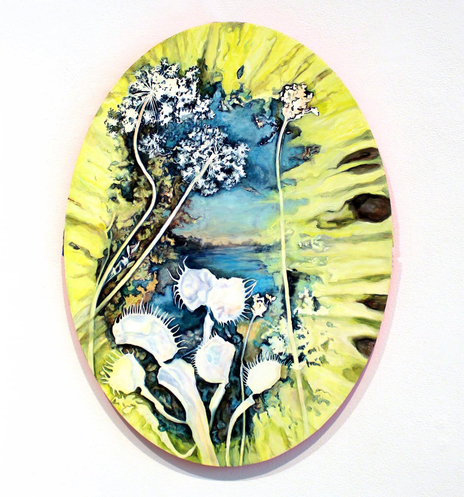 Landscape Painting di Amanda Besl - Pittura a olio contemporanea Artista femminile Trappola di Venere Pizzo di Queen Anne Besl