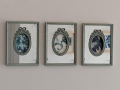 Conjunto de 6 cianotipos contemporáneos en marcos espejados Azul Blanco Mujer Artista