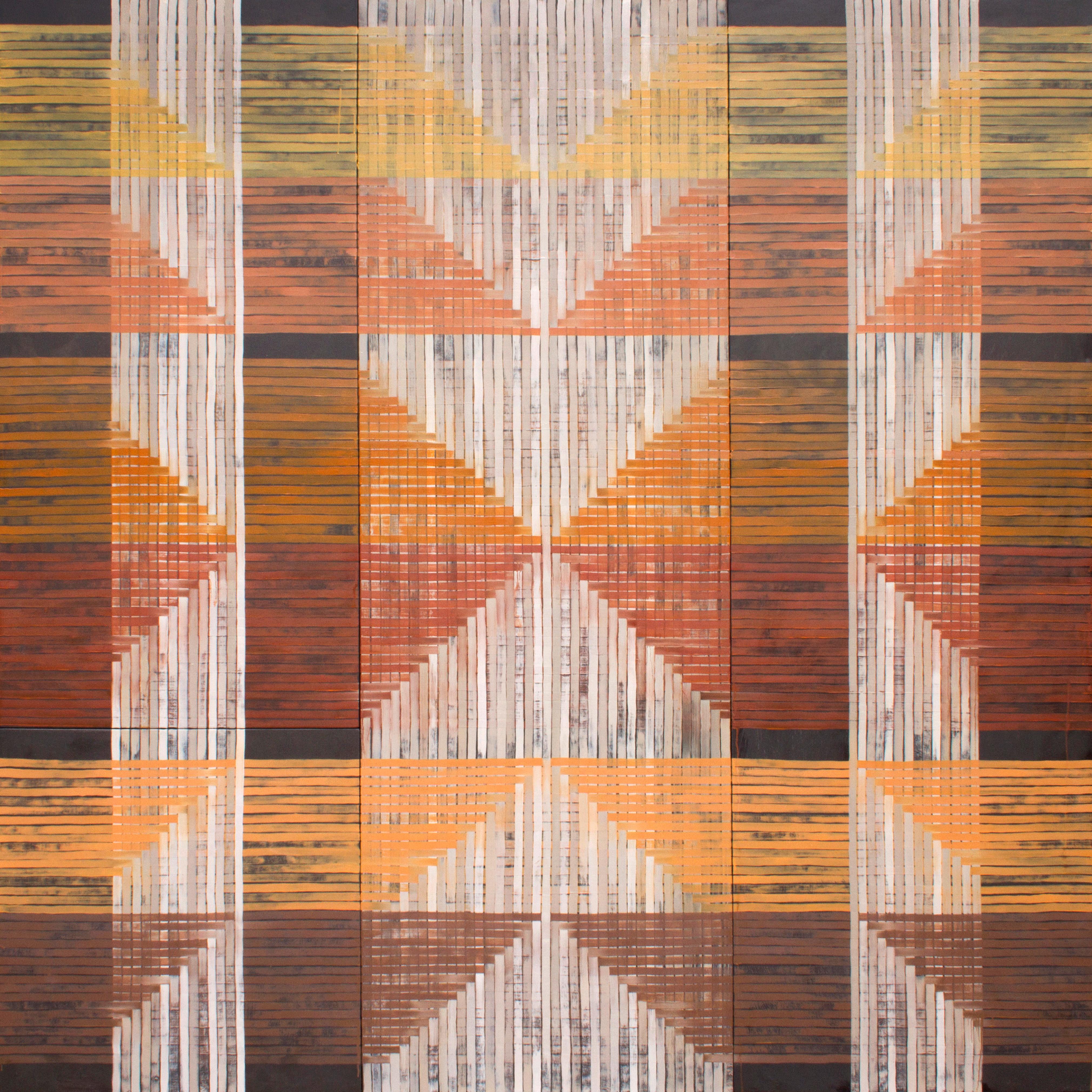 'Intercambio - geométrico, estampado, rayas, tonos tierra - Painting de Amanda Brazier