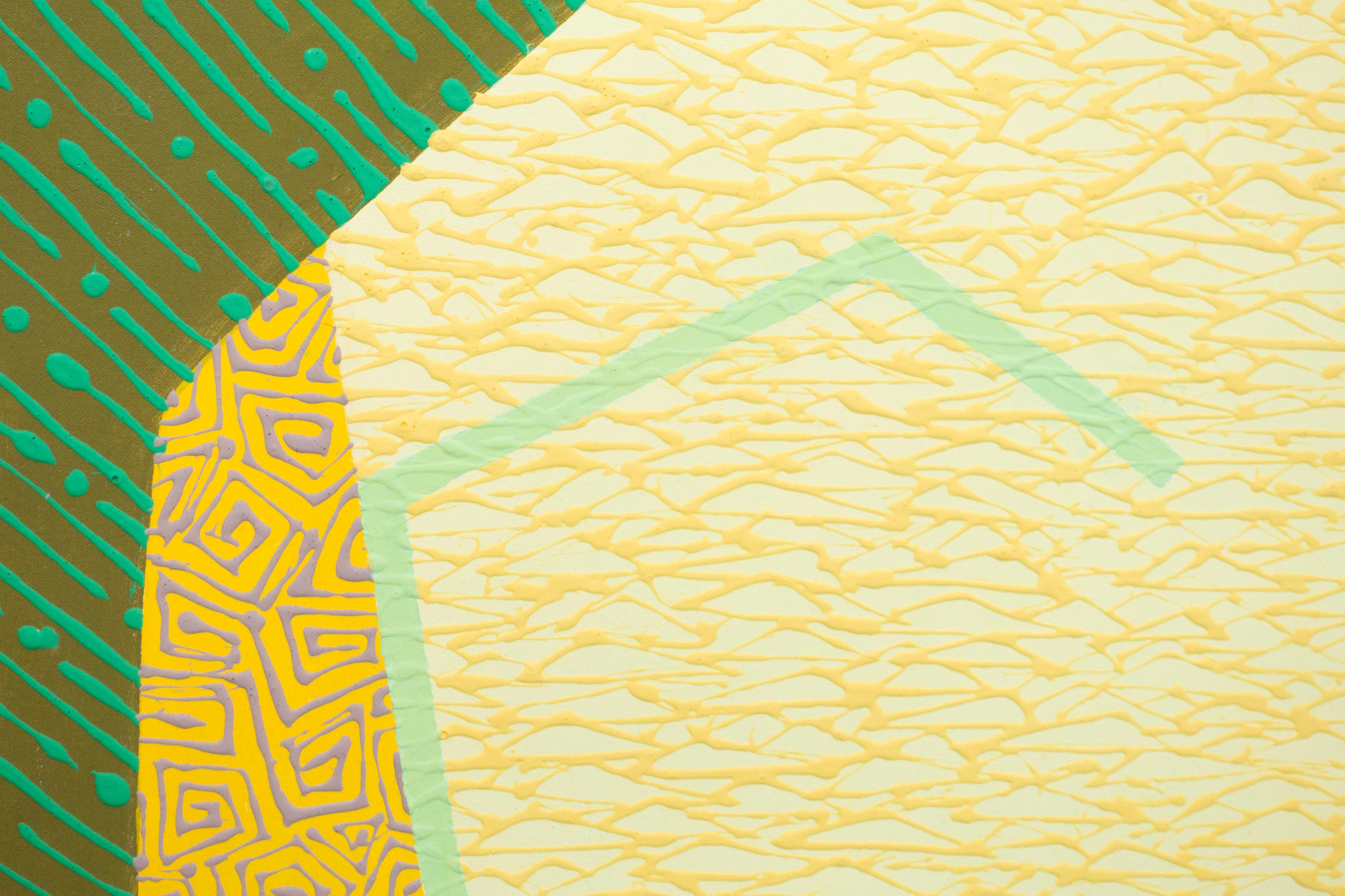 Yellow Oculus - Green Figurative Painting by Amanda Brown