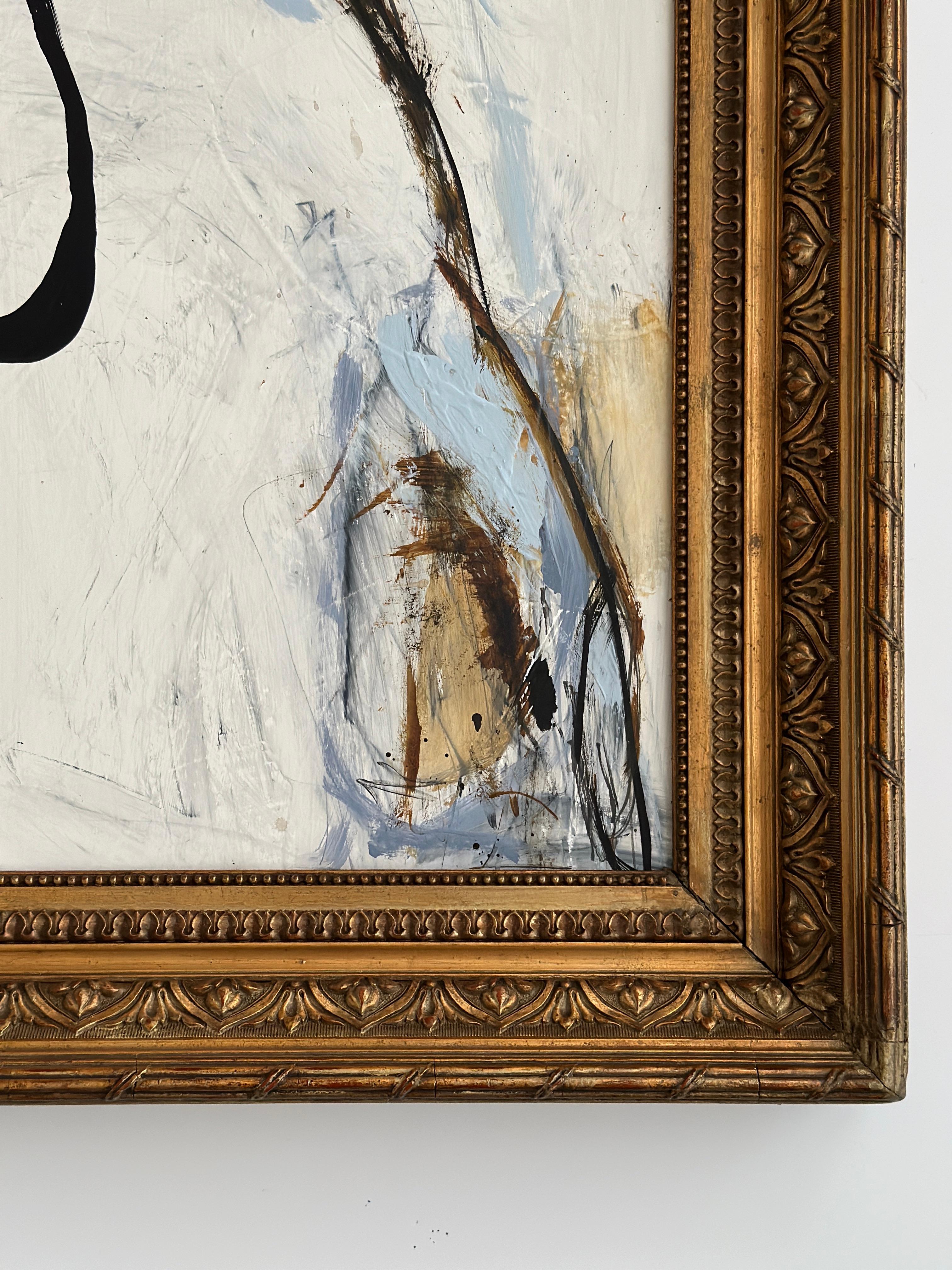 Lignes Noires- Arte astratta in cornice Antiques francese - Painting Astratto di Amanda Carol Collection