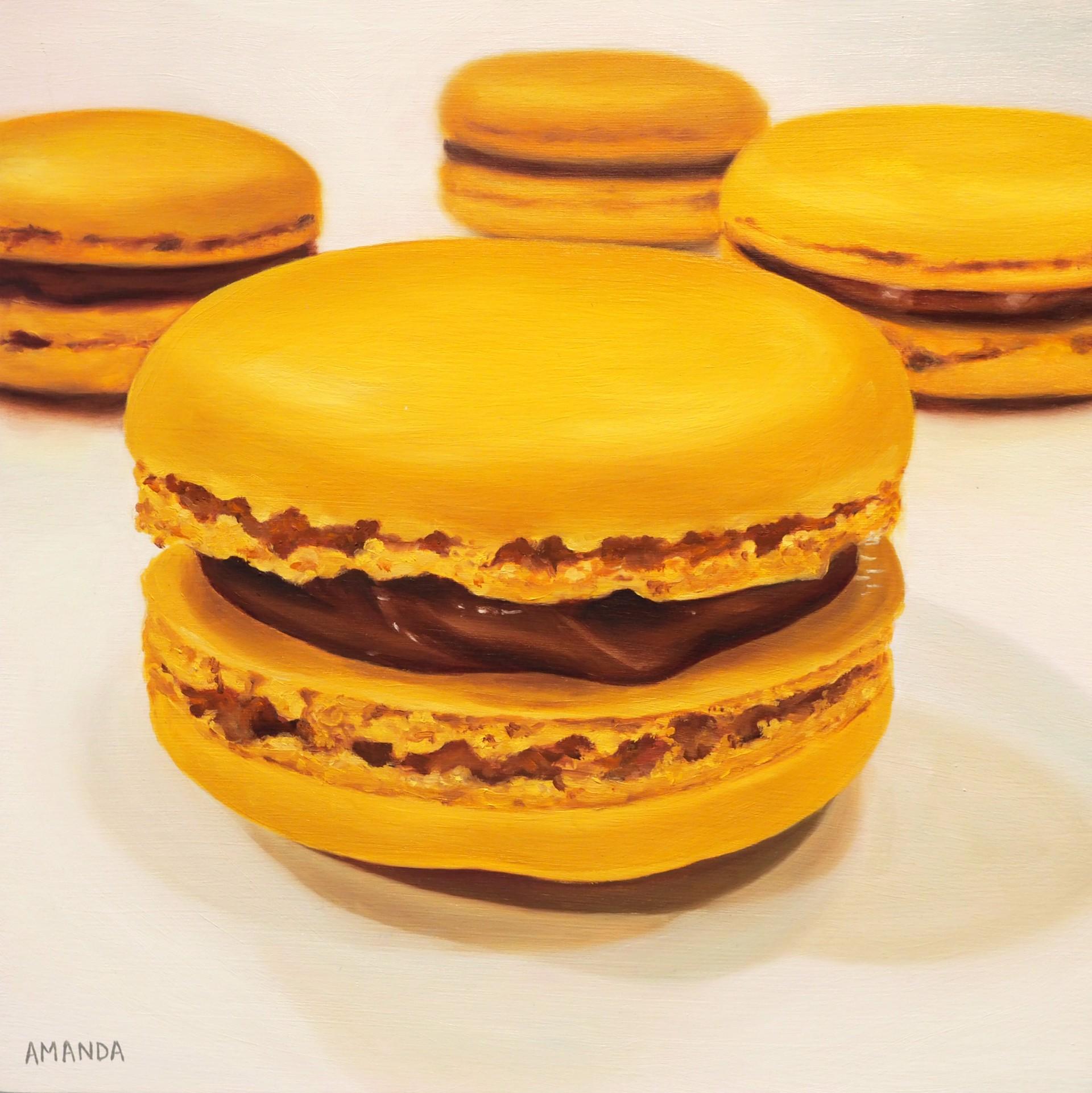 Quatre Macarons  - Painting by Amanda Coelho