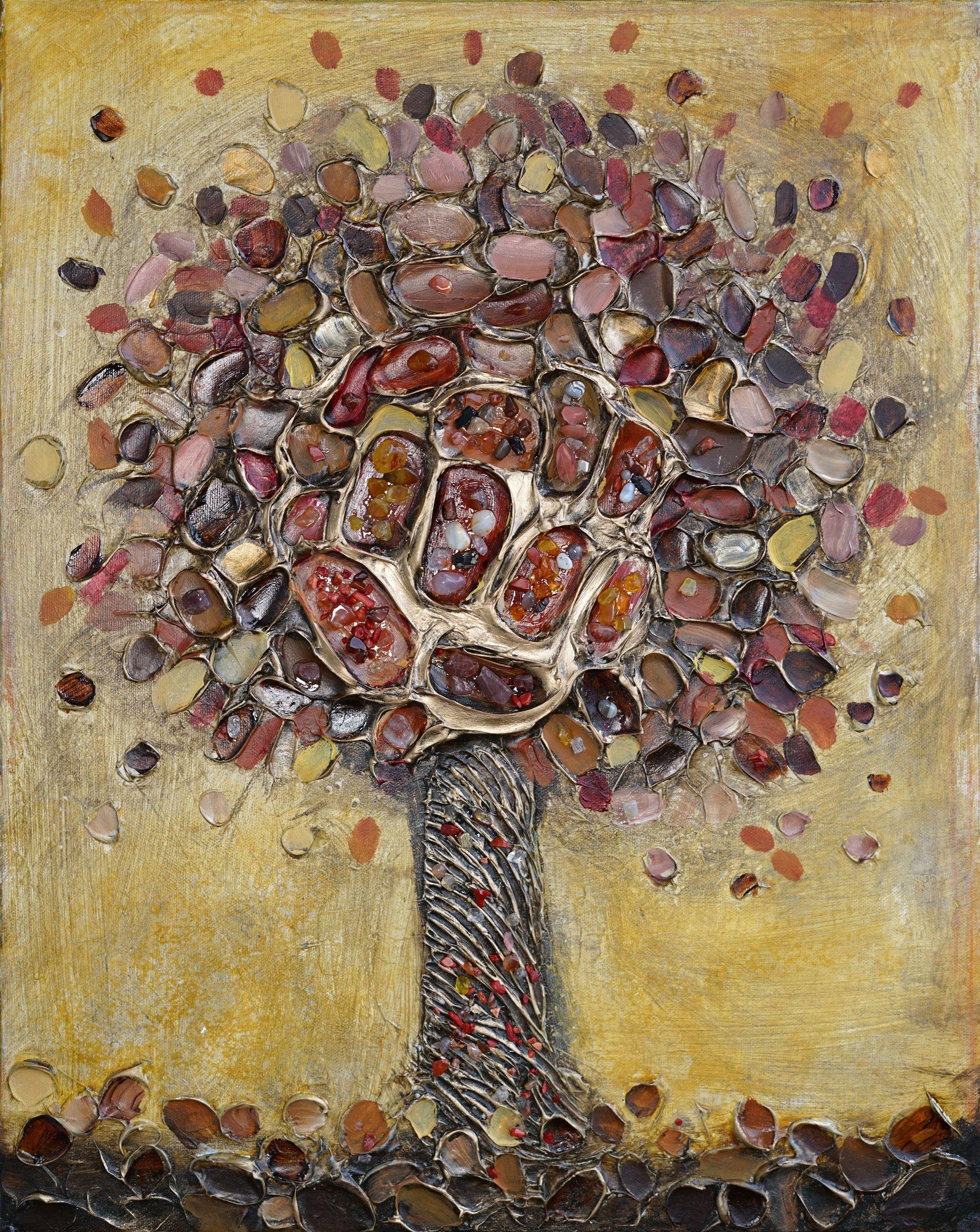 Ãrbol de los Tesoros de la Tierra, Técnica mixta sobre lienzo - Mixed Media Art de Amanda Dagg