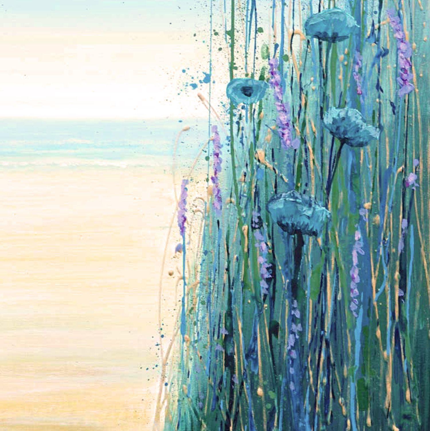Beach Flowers, Gemälde, Acryl auf Leinwand im Angebot 1