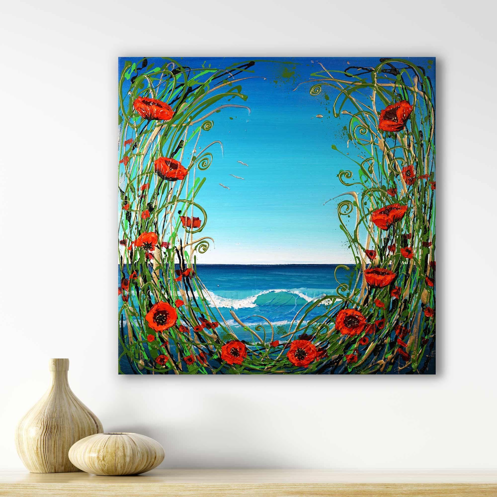 Paisaje marino encantado, Pintura, Acrílico sobre lienzo - Painting Contemporáneo de Amanda Dagg