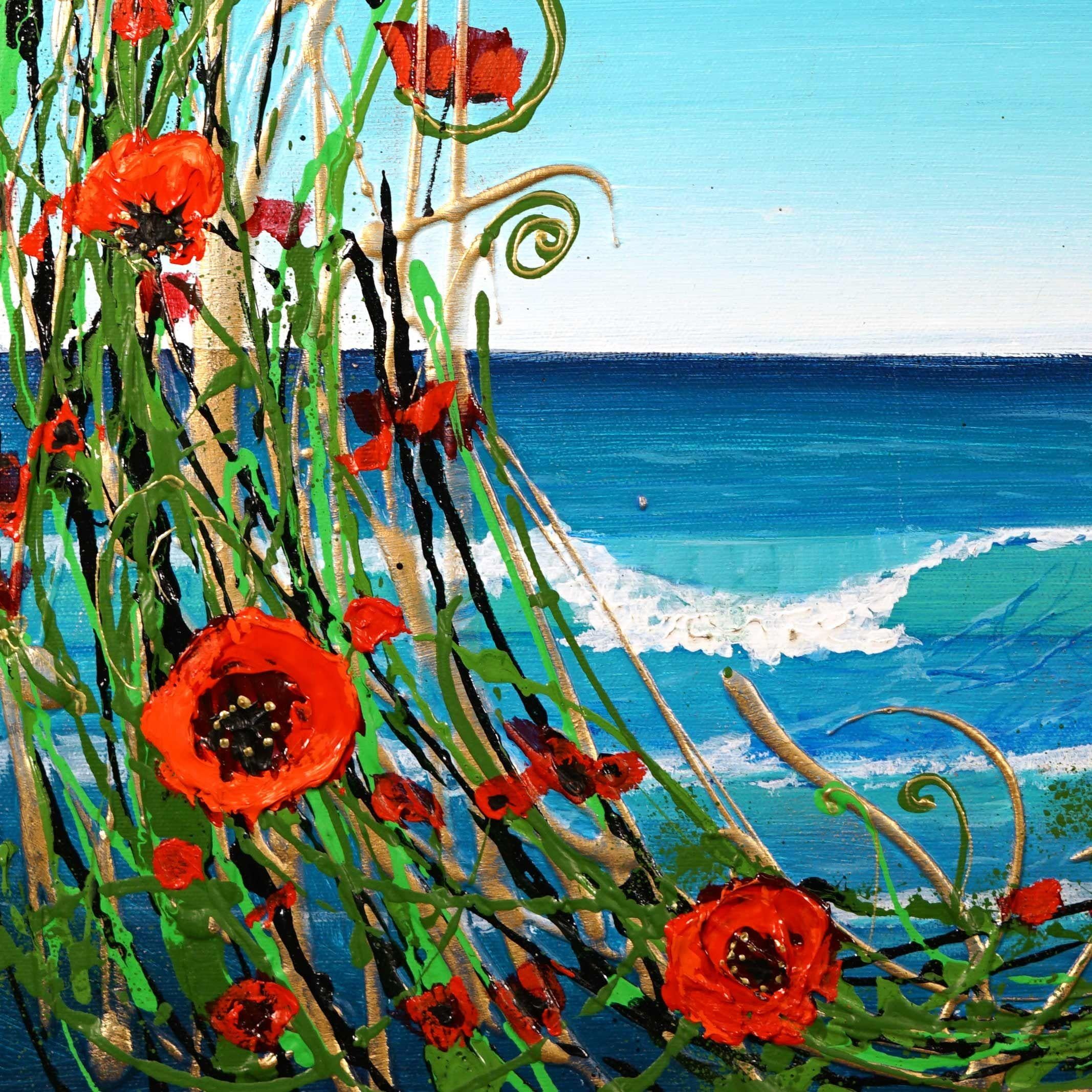 Paisaje marino encantado, Pintura, Acrílico sobre lienzo en venta 1