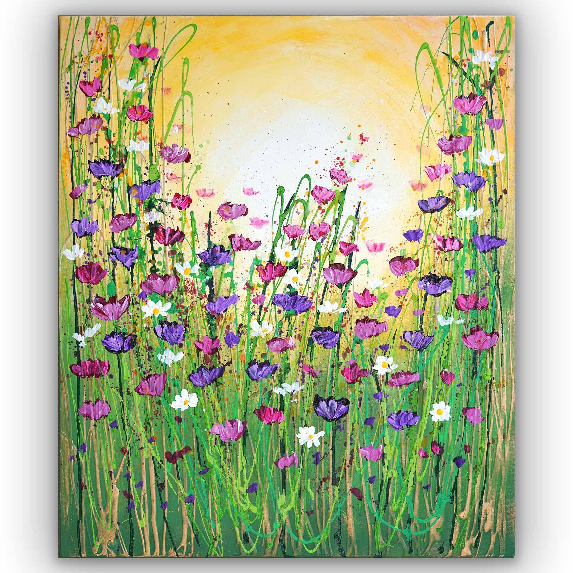 Floral de fantasía, Pintura, Acrílico sobre lienzo - Painting Impresionista de Amanda Dagg