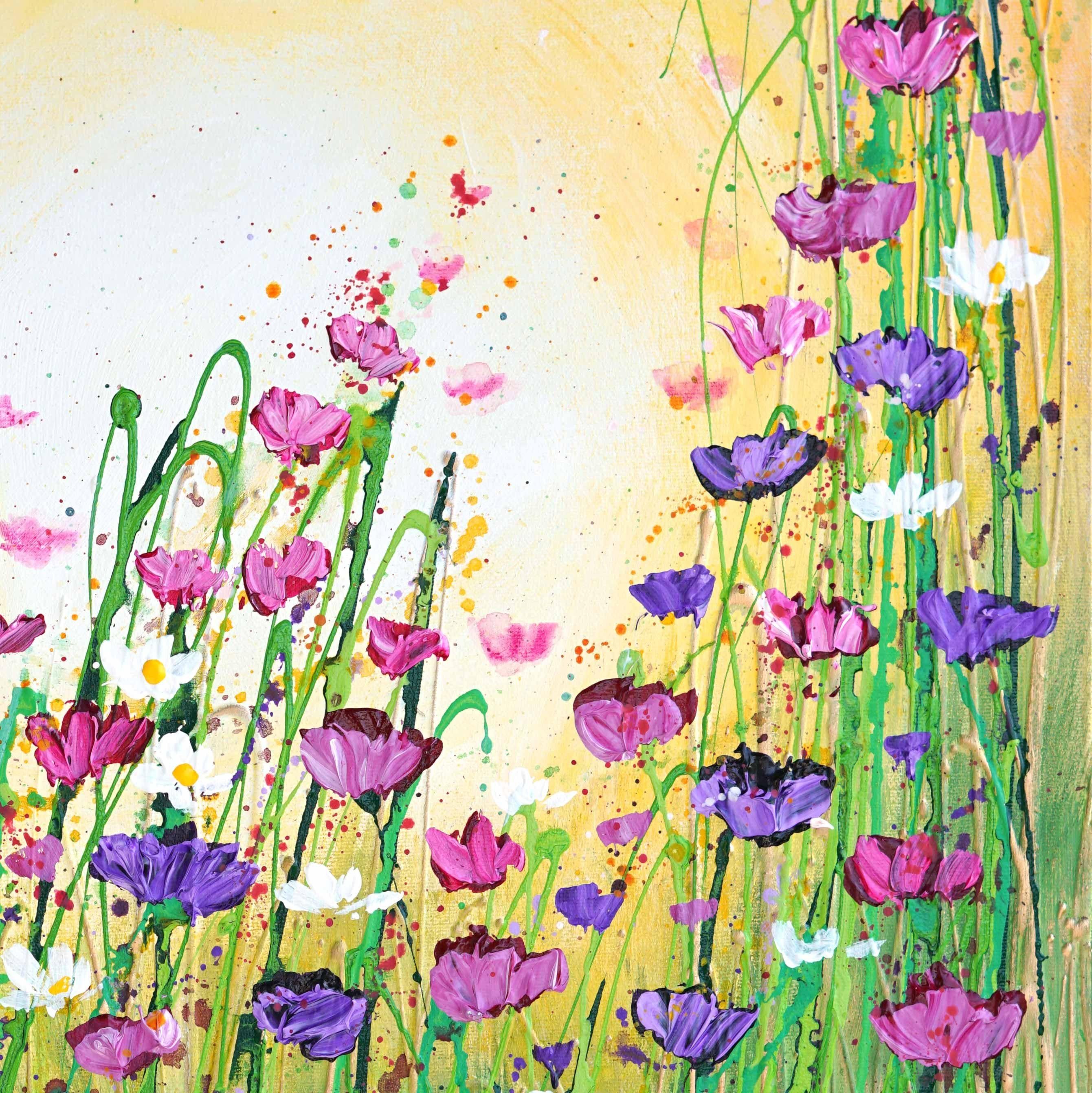 Floral de fantasía, Pintura, Acrílico sobre lienzo en venta 2