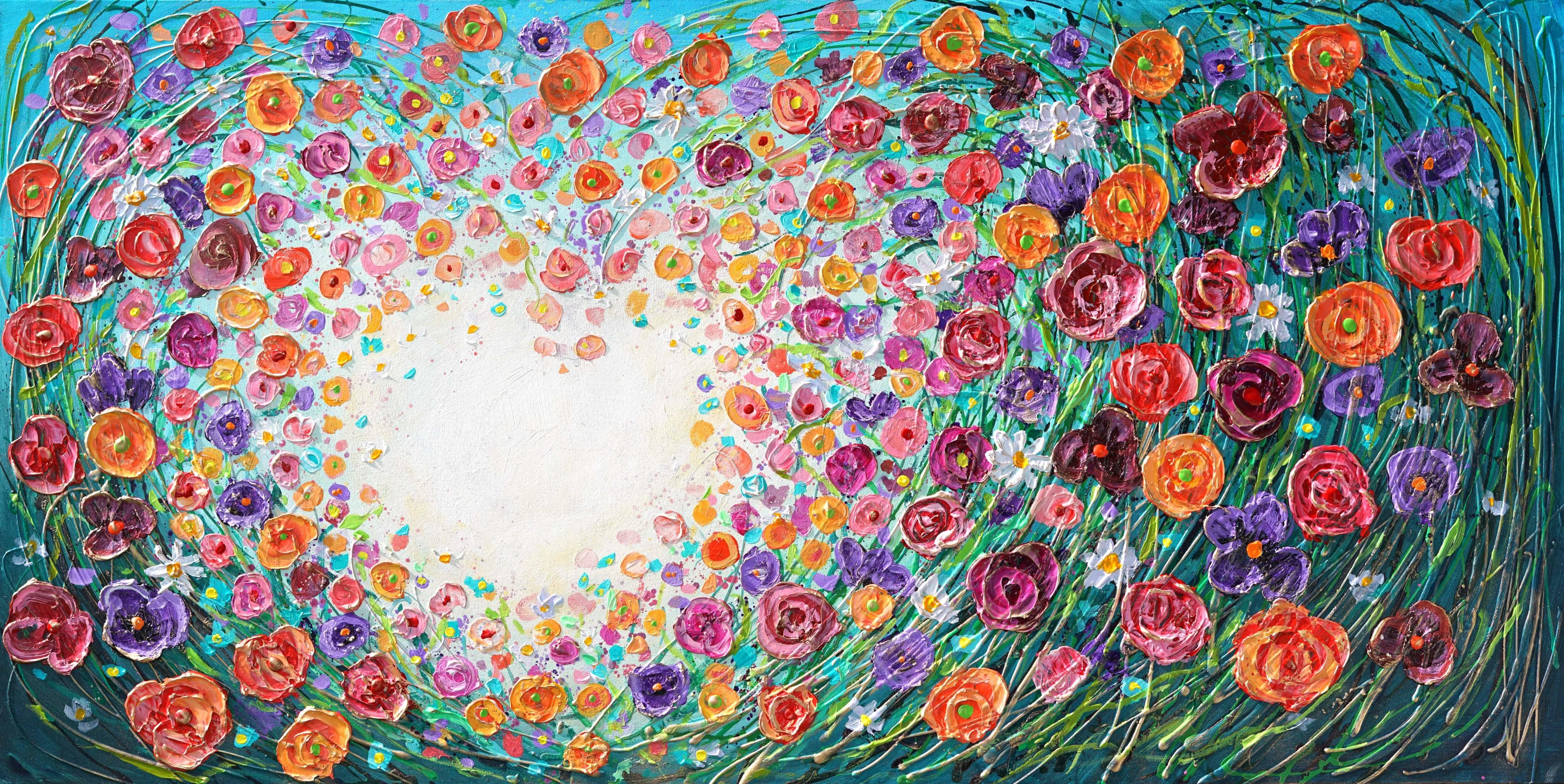 Amante de las flores, Pintura, Acrílico sobre lienzo - Painting de Amanda Dagg