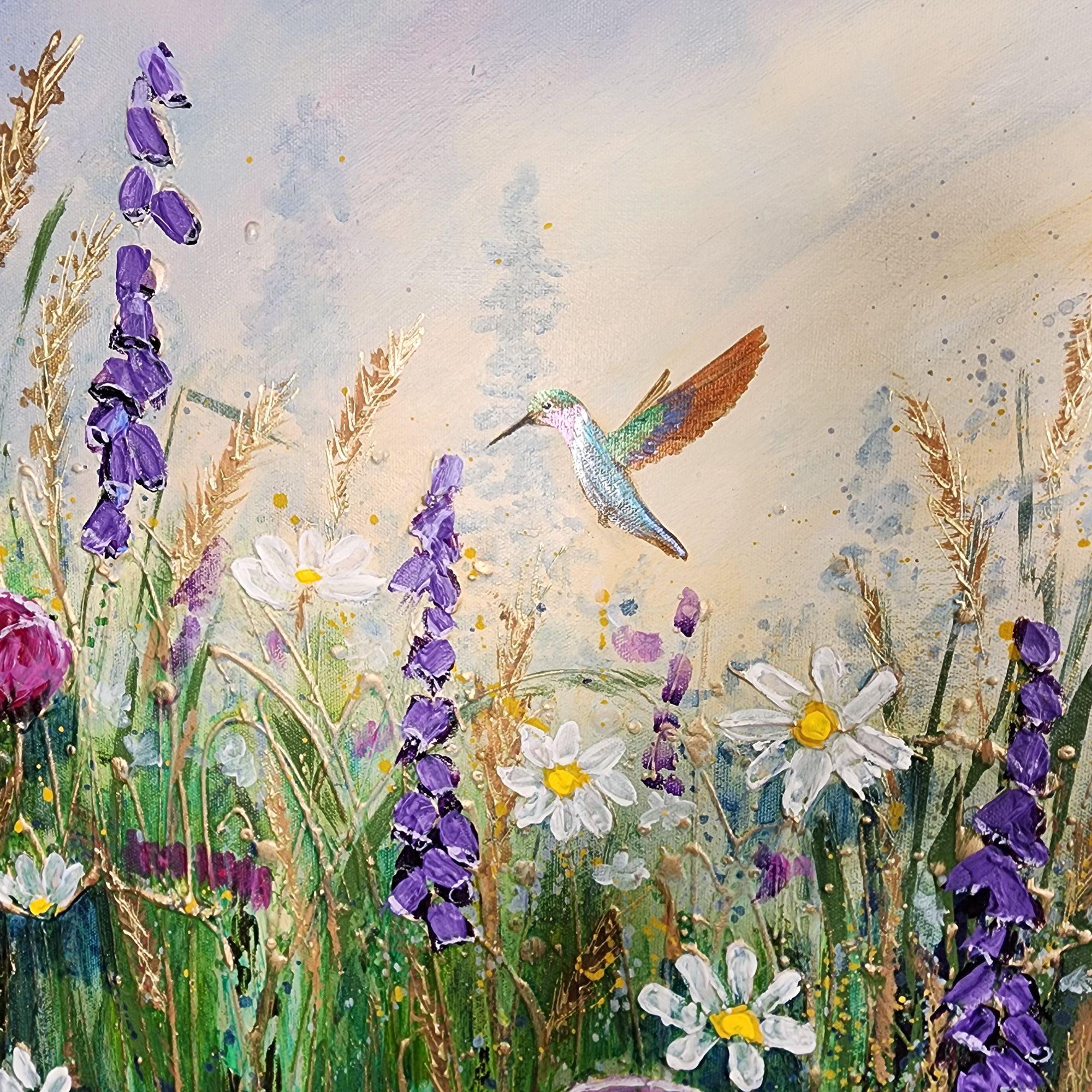 Danza dei colibrì, Pittura, Acrilico su tela - Painting Impressionismo di Amanda Dagg