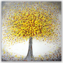 Jubilant Yellow Tree, Painting, Acrylic on Canvas