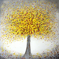 Jubilant Yellow Tree, Painting, Acrylic on Canvas