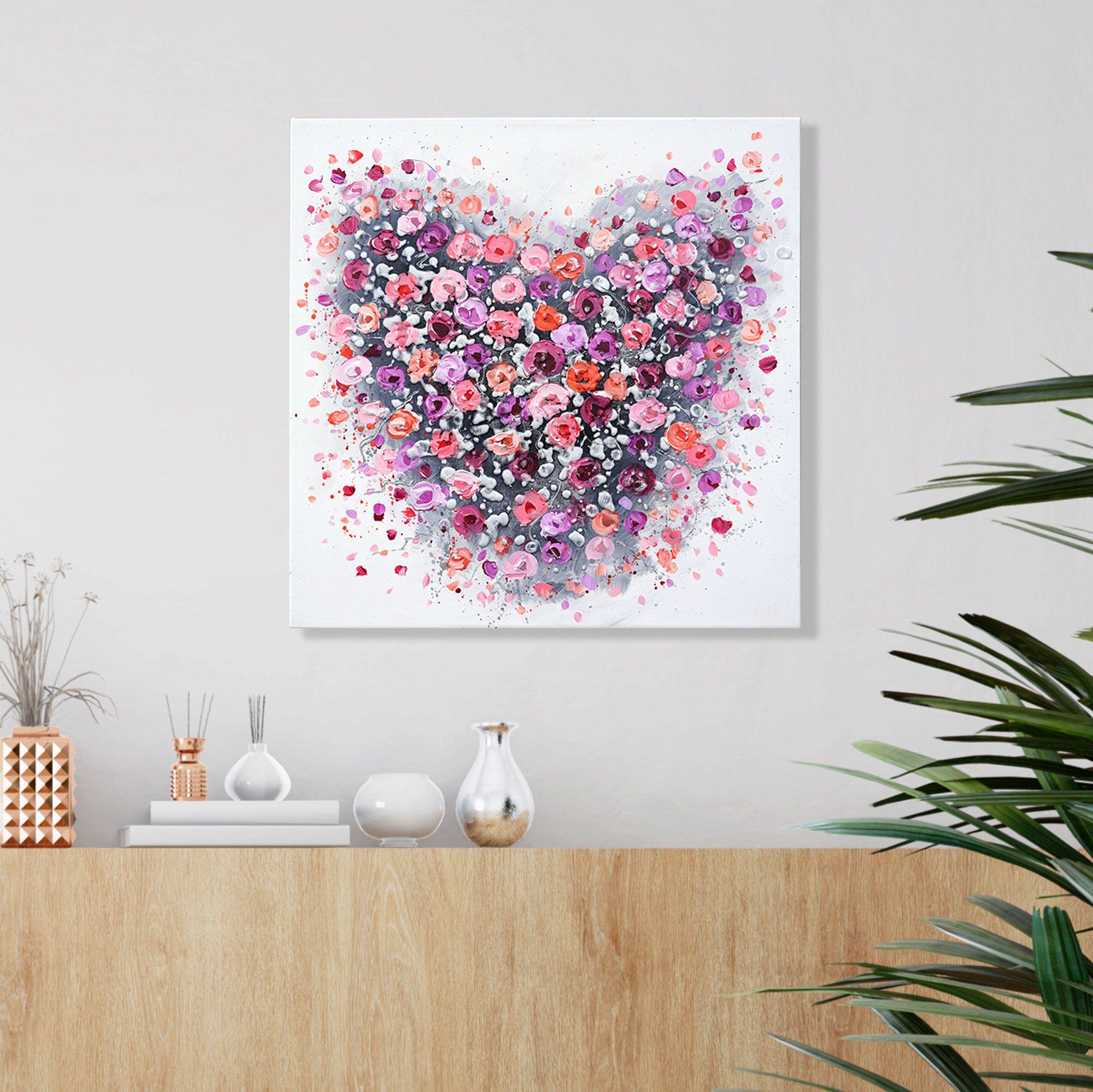 Pintura original al empasto de un corazón. Pintura de textura expresiva sobre lienzo y lista para colgar de la caja a la pared. ¡Lleno de pintura espesa!     TAMAÑO: 20