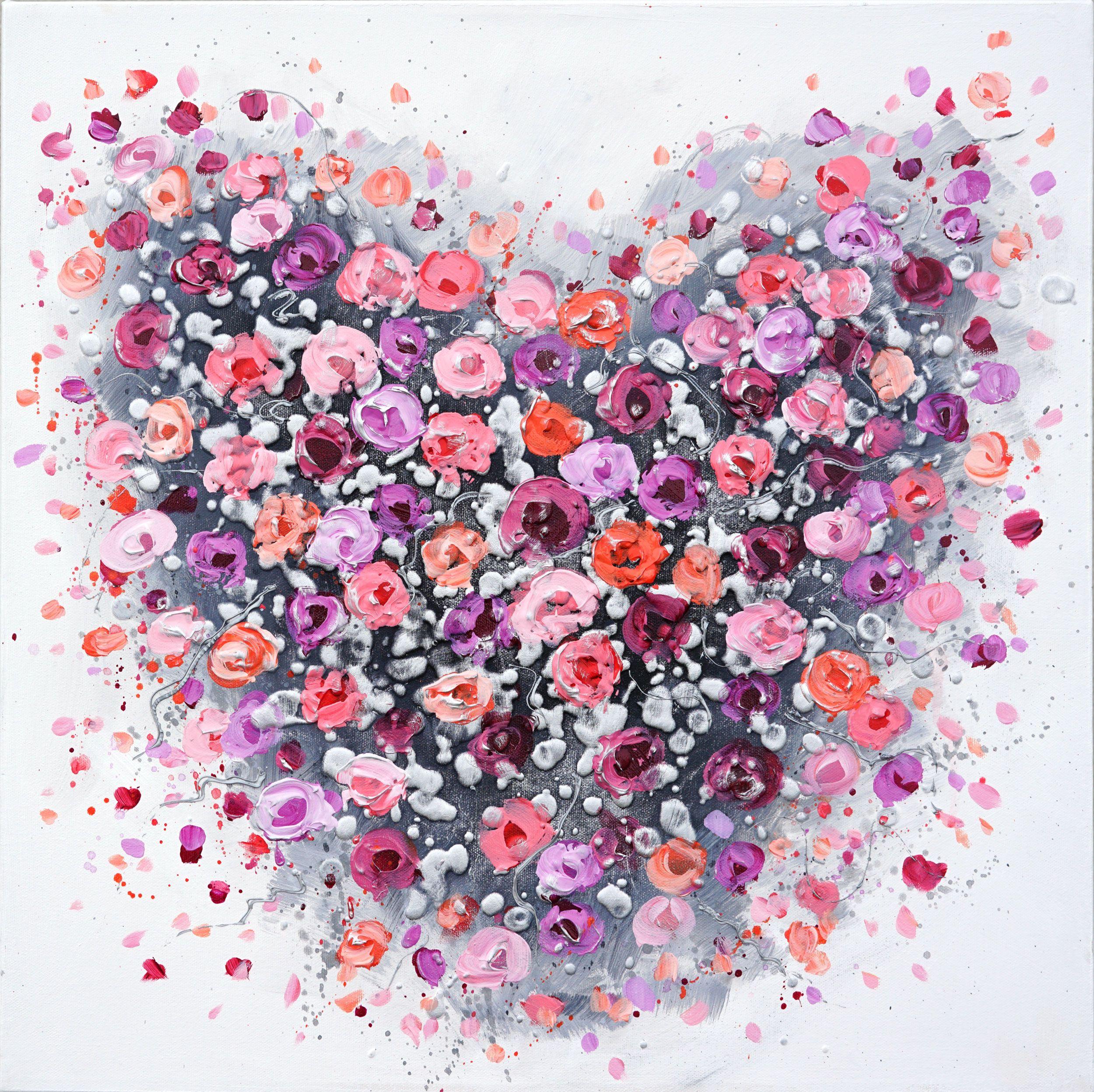 Danza de pétalos, Pintura, Acrílico sobre lienzo - Painting de Amanda Dagg