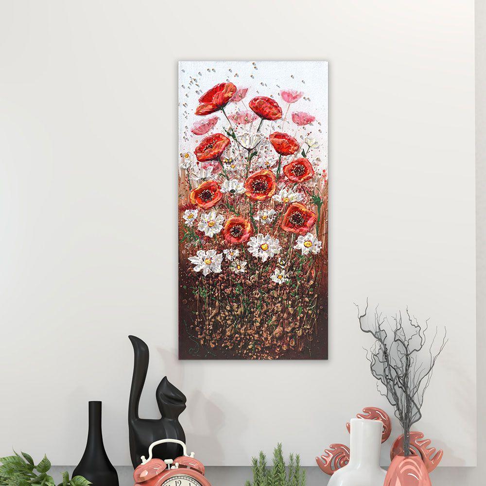Pradera de amapolas radiantes, Pintura, Acrílico sobre lienzo en venta 2