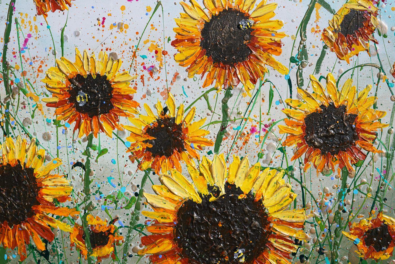 Girasol Alegría, Pintura, Acrílico sobre lienzo - Painting Impresionista de Amanda Dagg