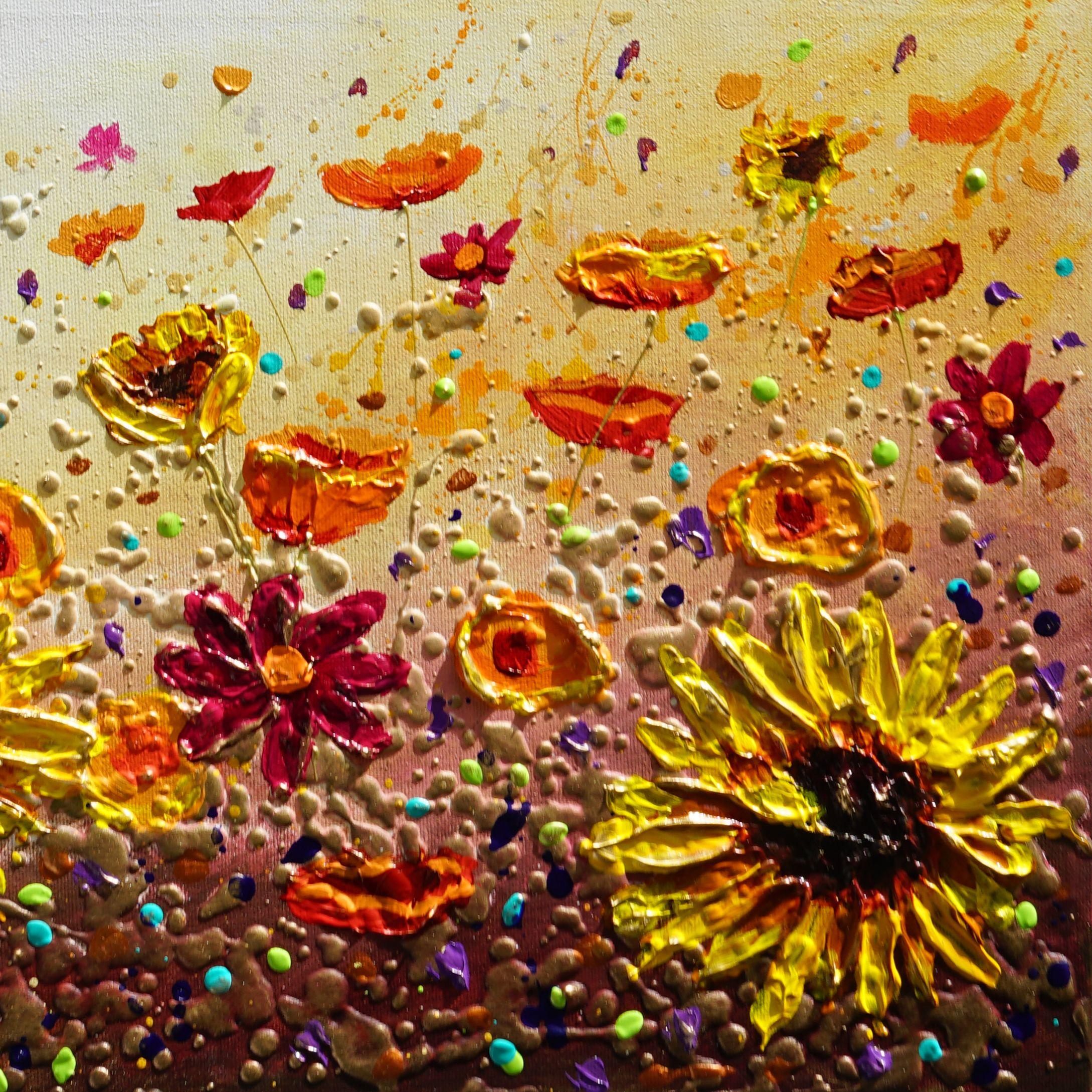 Sunlit Floral, Painting, Acrylic on Canvas 3
