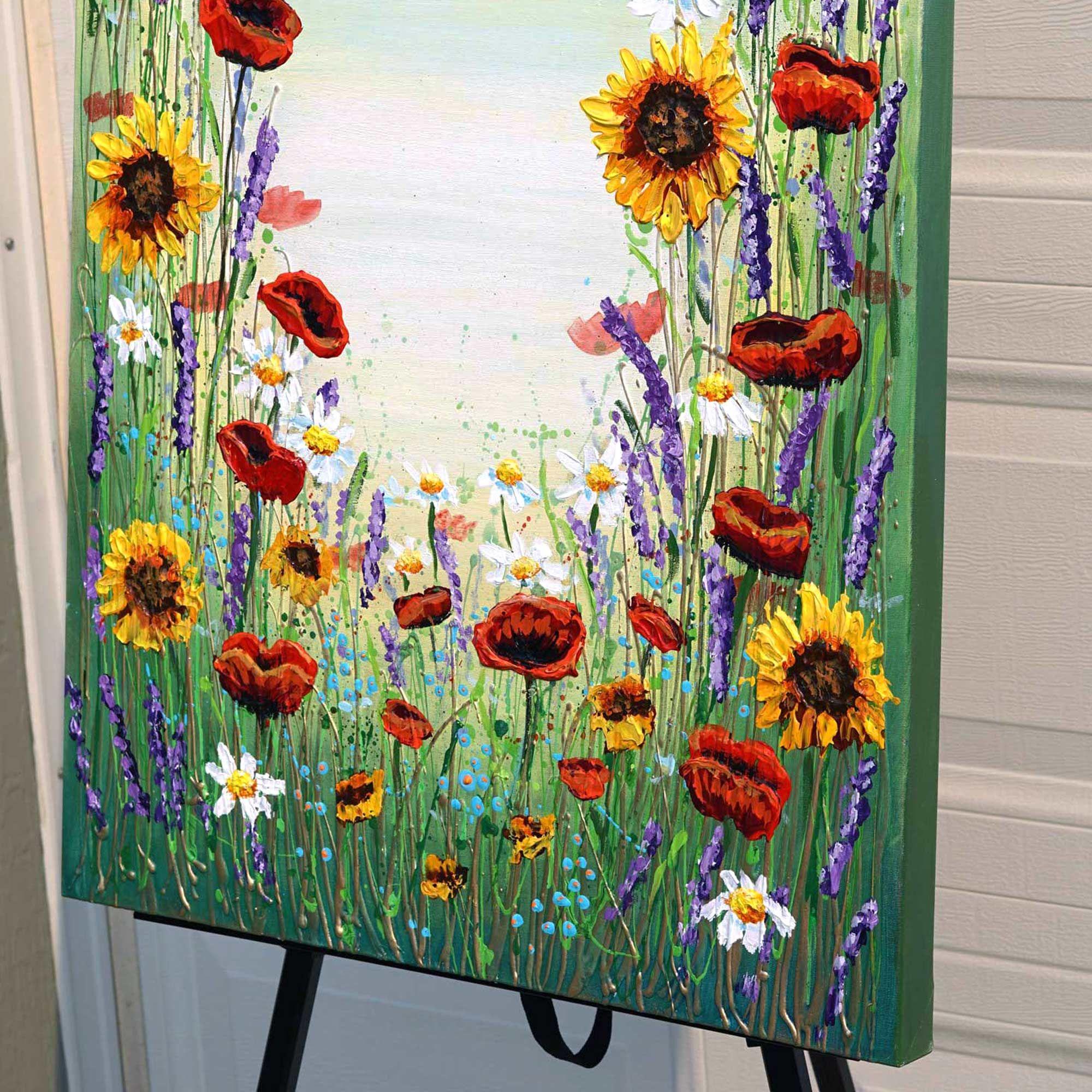 Sinfonia di fiori selvatici, Pittura, Acrilico su tela in vendita 1
