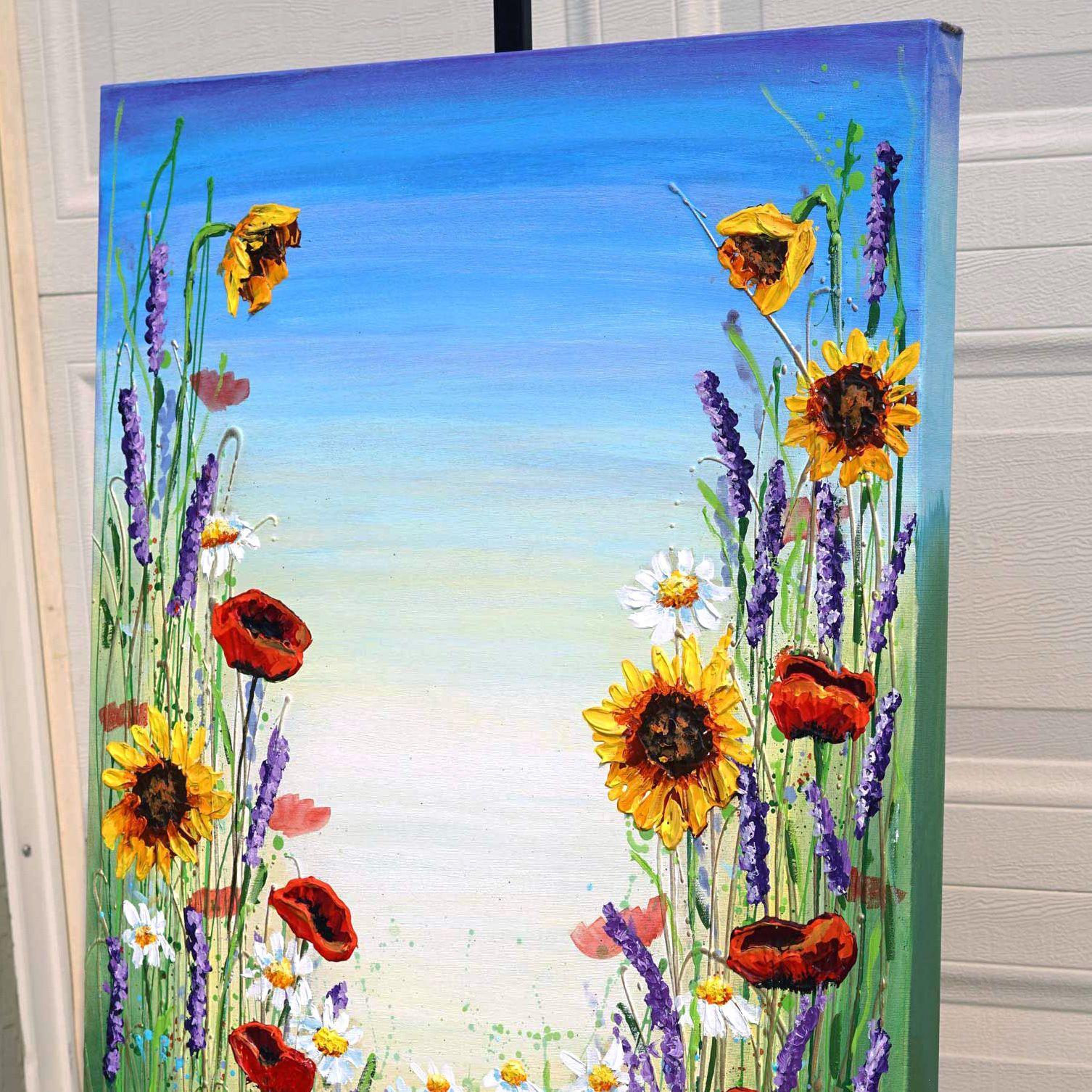 Sinfonia di fiori selvatici, Pittura, Acrilico su tela in vendita 2