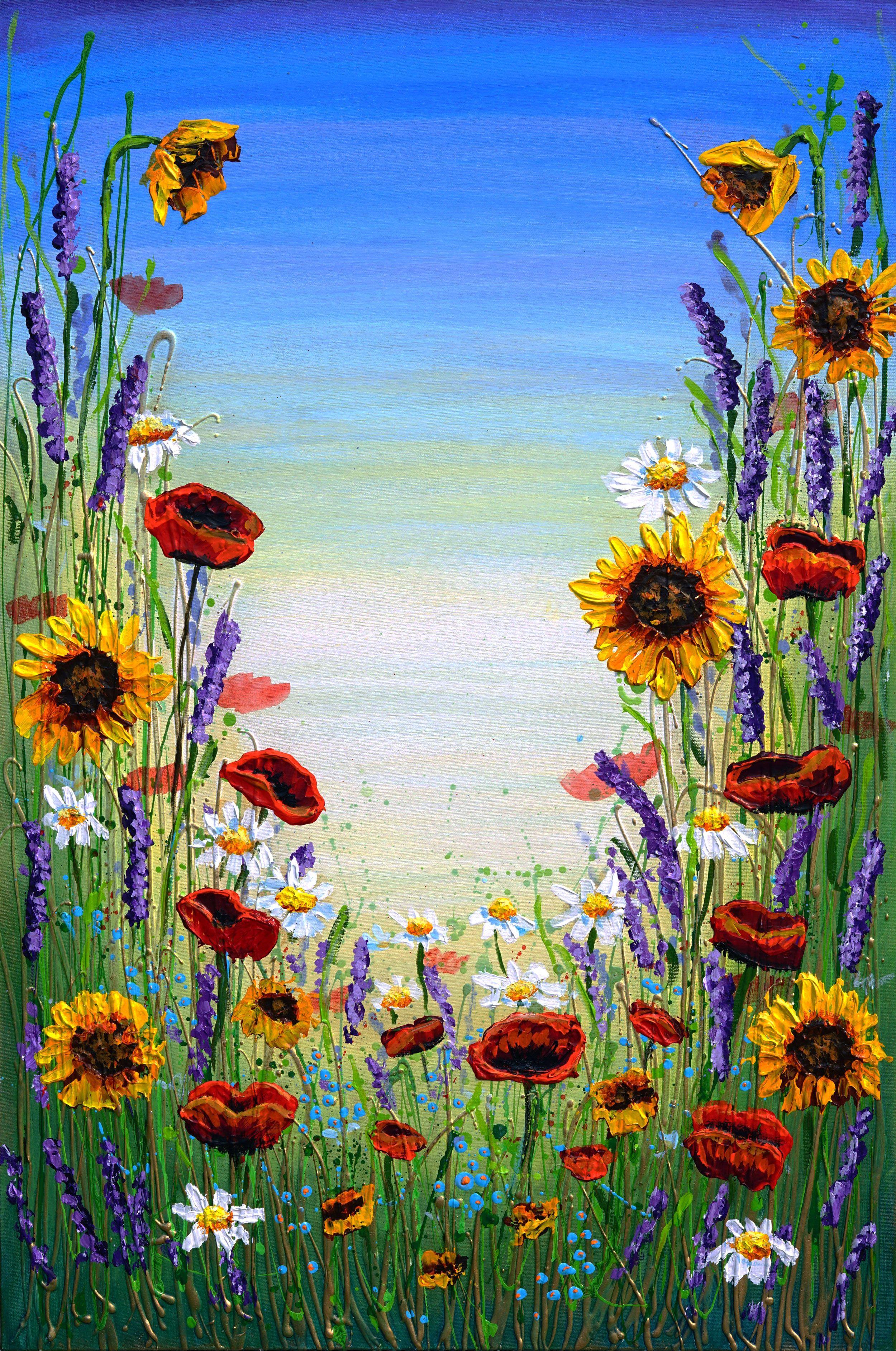 Sinfonia di fiori selvatici, Pittura, Acrilico su tela - Painting di Amanda Dagg