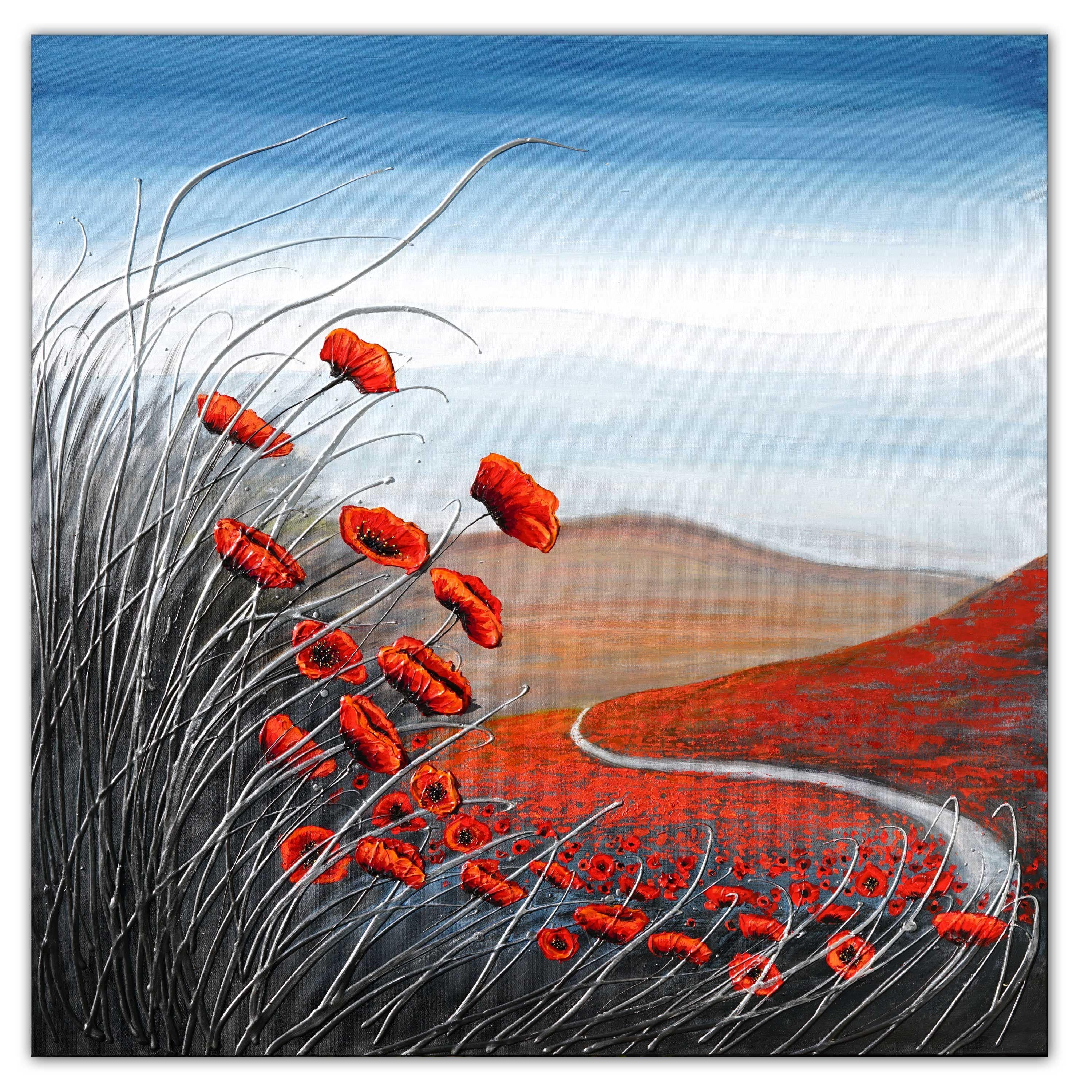 The Walk through the Poppies, Painting, Acrylic on Canvas 1