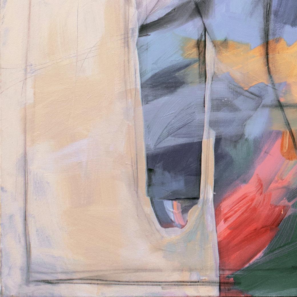 'Coat of Many Colors', California Figurative Abstraction, Pacific Art League - Gray Figurative Painting by Amanda Danitschek