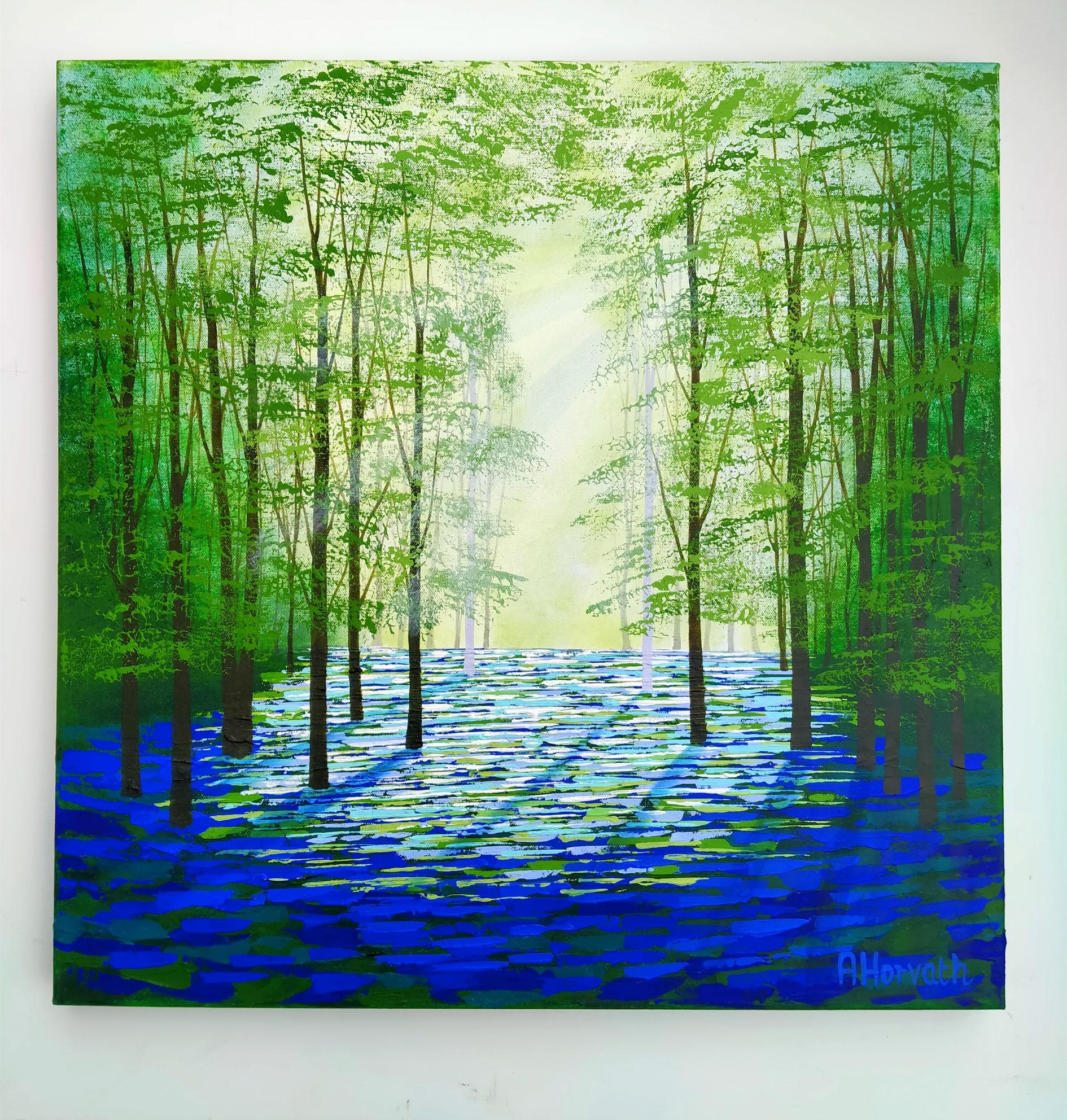 Sunlight Woods, abstract art, landscape art, tree art, affordable art For Sale 3