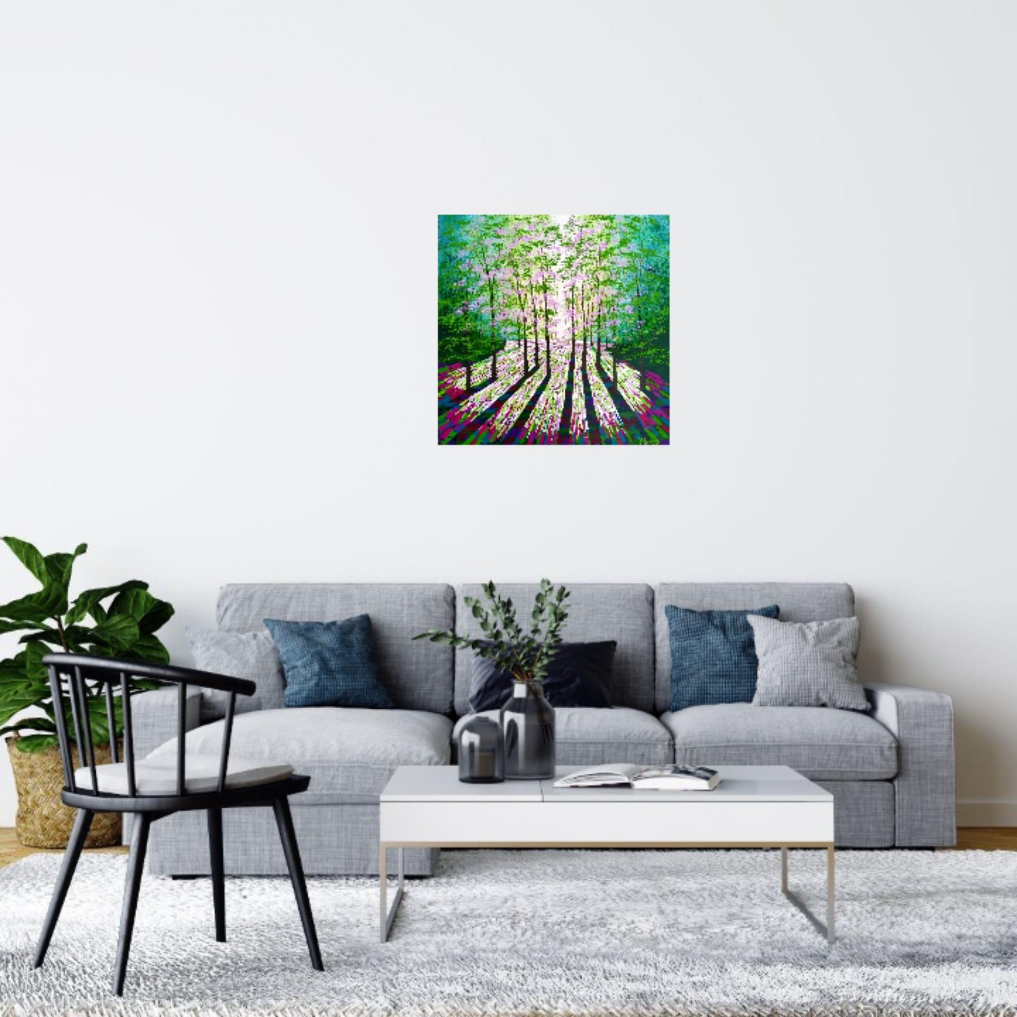 Forest Calm von Amanda Horvath, Landschaft, Bäume, botanisch, expressionistisch  – Painting von Amanda Horvath 