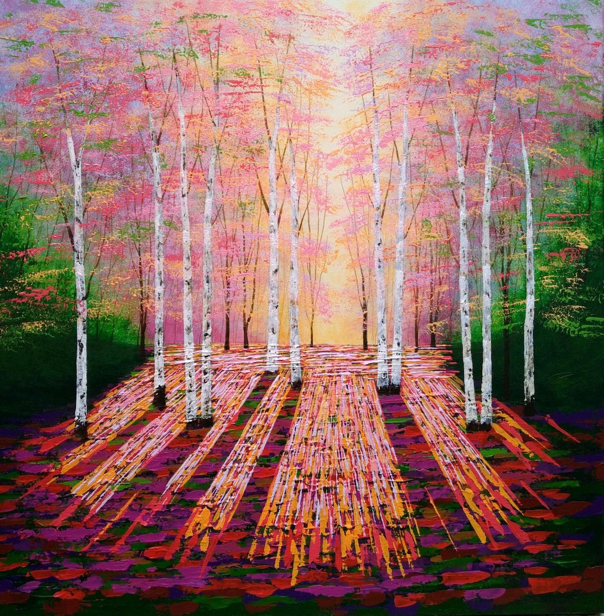 Golden Evening Light III, Amanda Horvath, Original painting, Landscape art