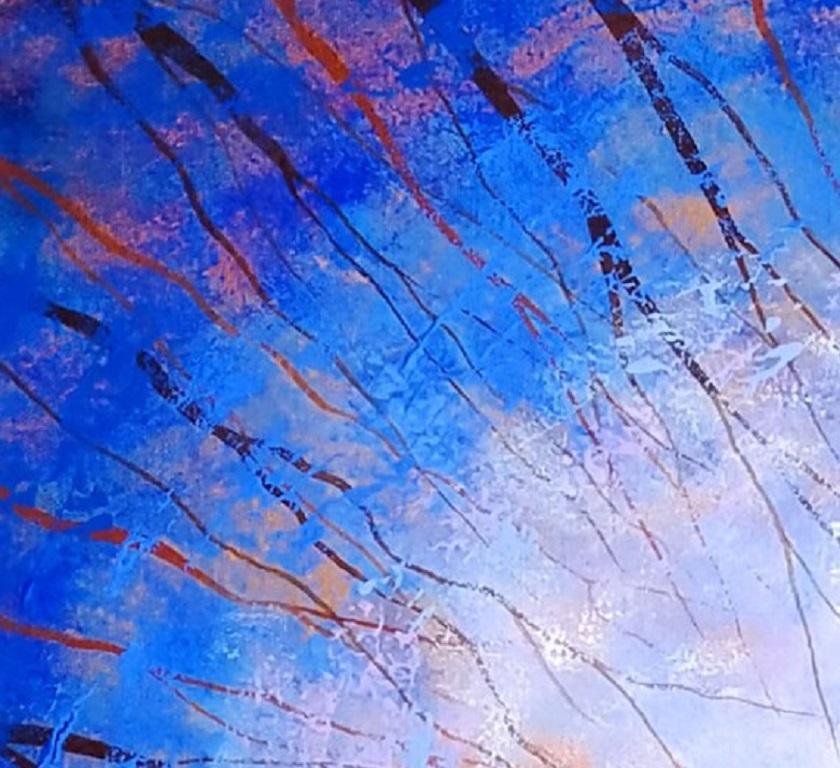 Amanda Horvath, Nuvola che guarda attraverso gli alberi, quadro originale con paesaggio urbano in vendita 3