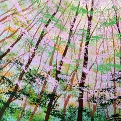 Amanda Horvath, Forest Sky Light, Original Woodland Painting, Affordable Art
