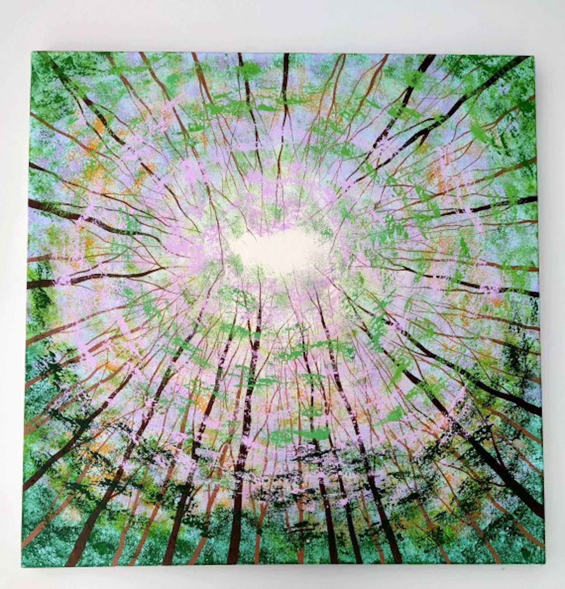 Amanda Horvath, Forest Sky Light, Original Woodland Painting, Affordable Art For Sale 2