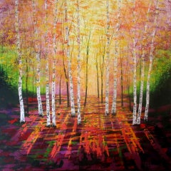 Amanda Horvath, Luz dorada del atardecer, Pintura original, Arte contemporáneo