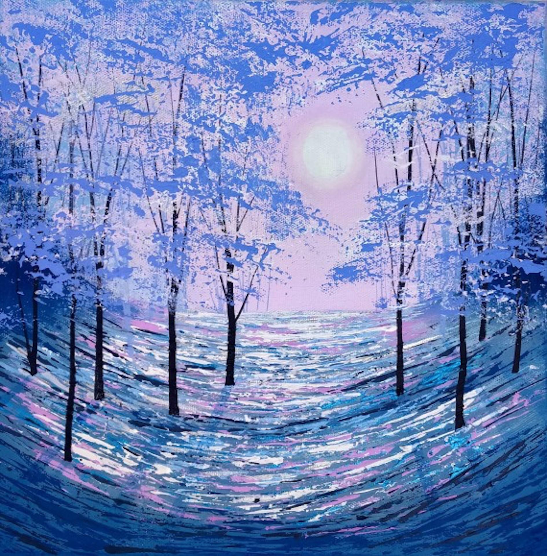 Amanda Horvath, Moonlight Phantasy, peinture contemporaine de bois