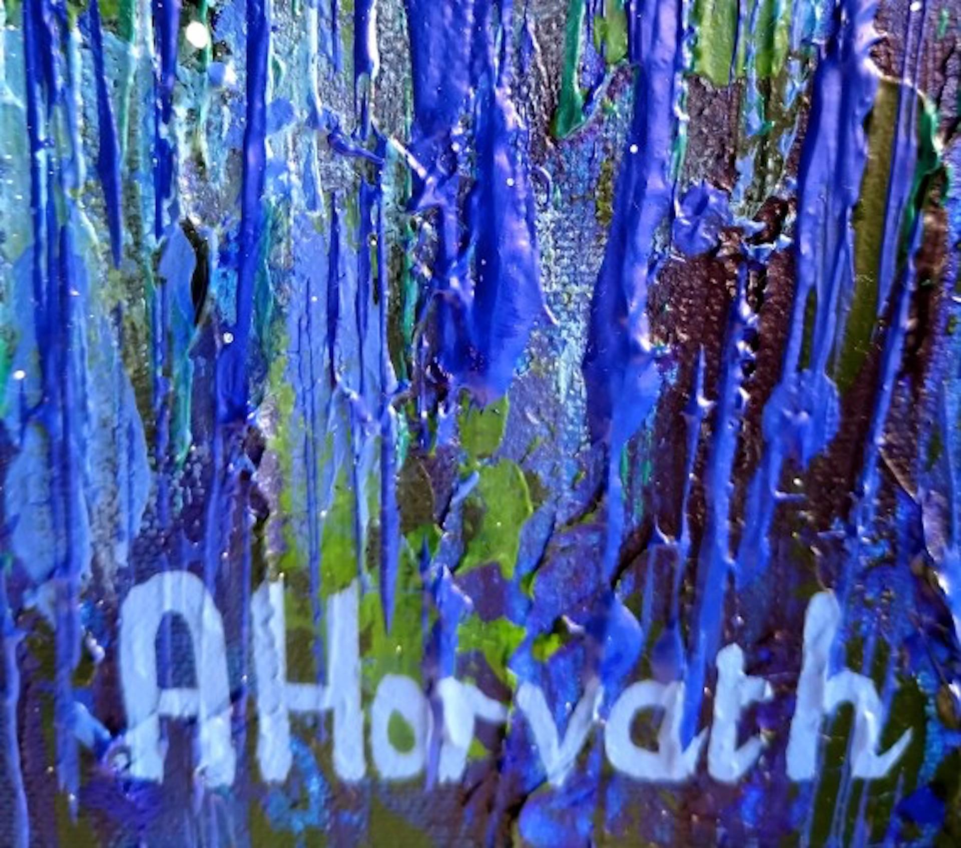 Amanda Horvath, Paradise Blue 111, peinture originale de paysage de bois en vente 5