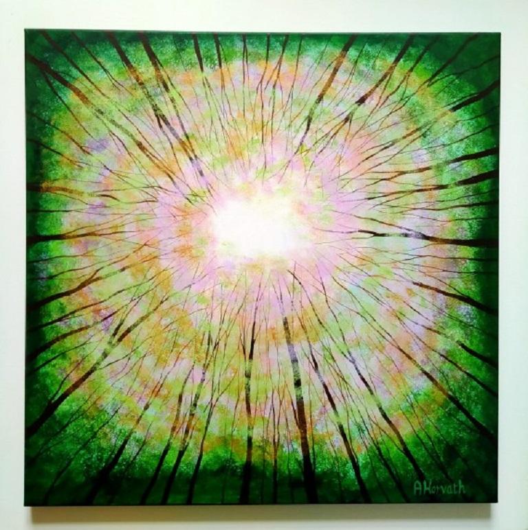 Amanda Horvath, Reaching for the Light, peinture de paysage originale en vente 2