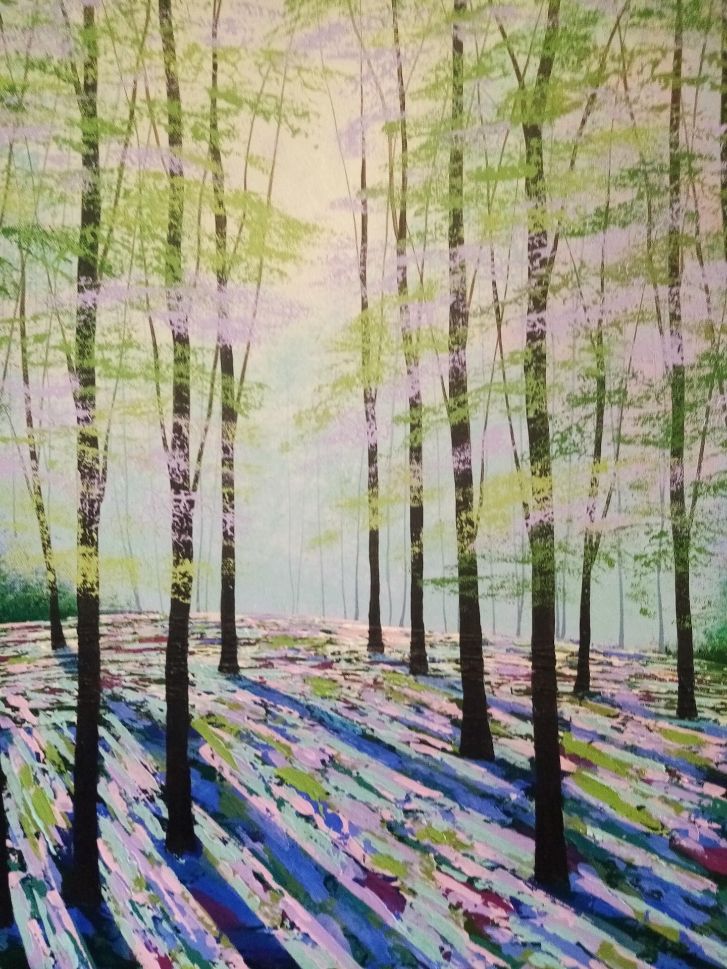 Amanda Horvath
Summer Sanctuary
Original Acrylic Painting on Canvas
Acrylics on canvas
Canvas Size: 91cm x 91cm x 3.5cm
Sold Unframed

This painting captures the beautiful woods near my home in the Peak District during Summer. The abstract marks
