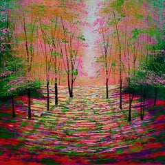 Autumn Glow, Amanda Horvath, Original Woodland Painting, Colourful Forest Art