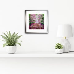 Blossom Lights, pink and green art, forest art, tree art, affordable art