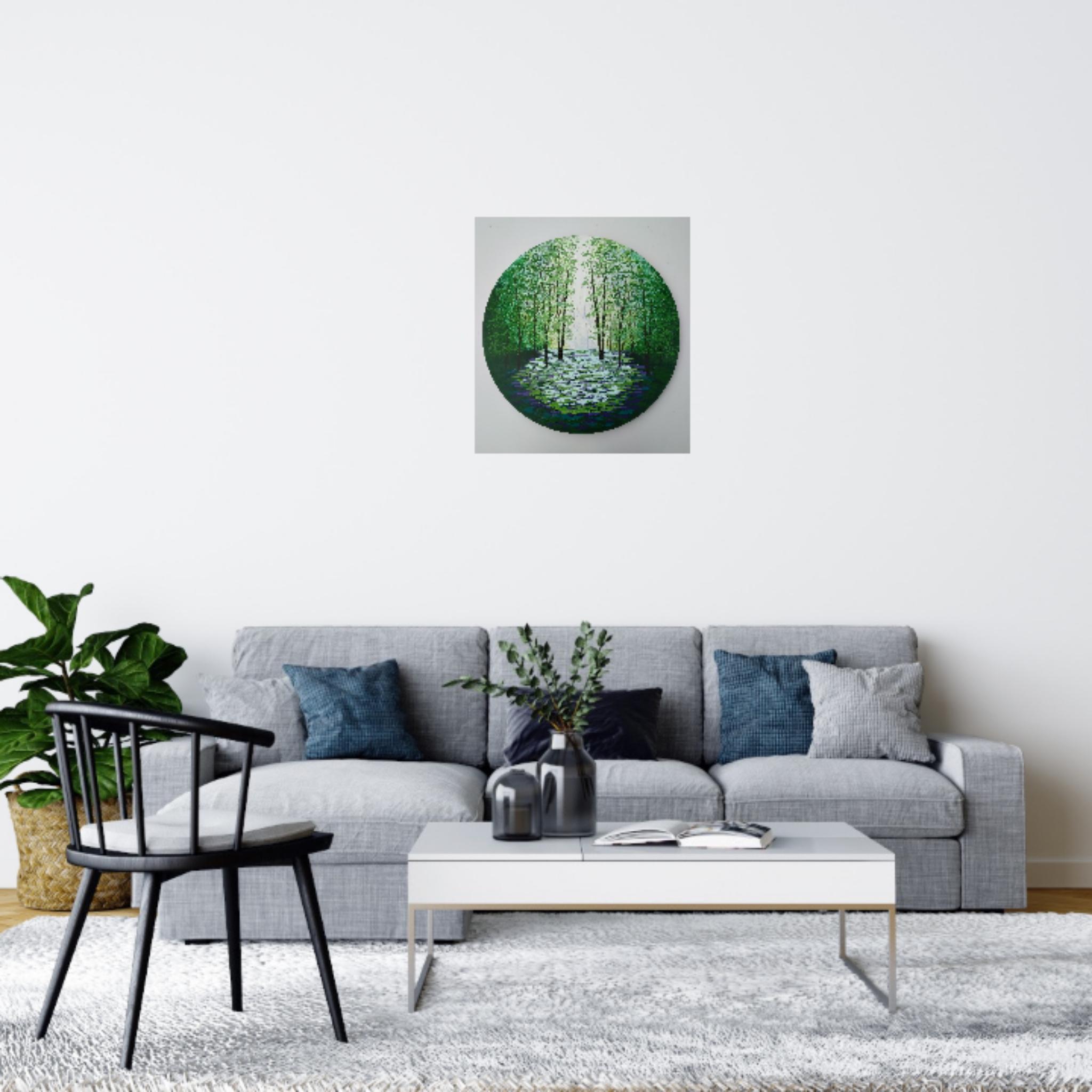 Emerald and Evergreen, original painting, contemporary painting, floral For Sale 3