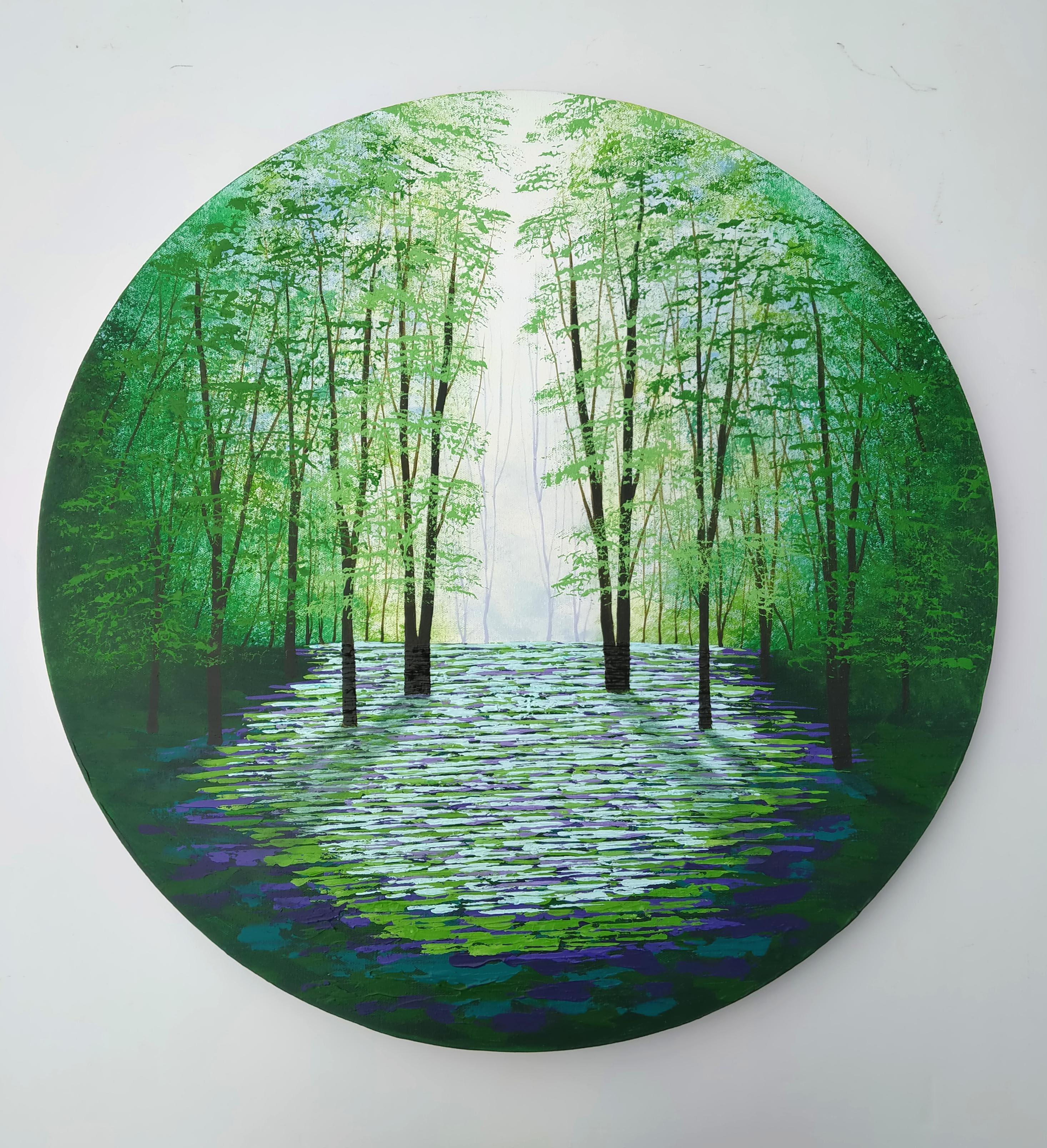 Amanda Horvath Landscape Painting - Emerald and Evergreen, original painting, contemporary painting, floral