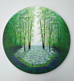 Smeraldo e sempreverde, quadro originale, quadro contemporaneo, floreale