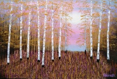 Gold and Rose Forest Light & Golden Evening Light III, diptych, original