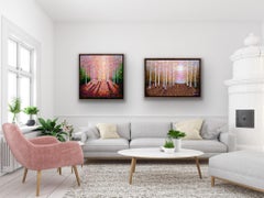 Gold and Rose Forest Light & Golden Evening Light III, diptych, original