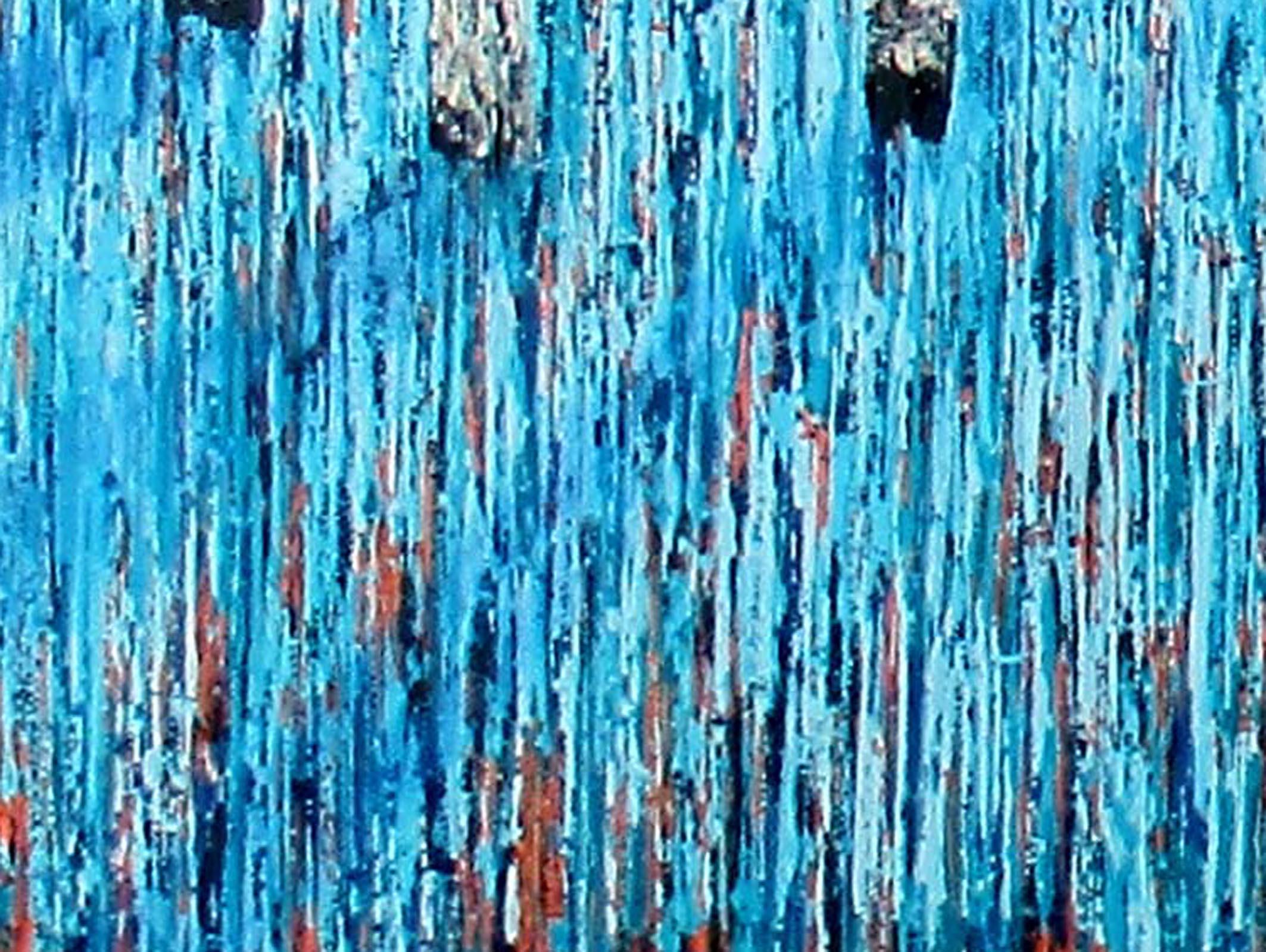 Silver Wood - Blue Landscape Painting by Amanda Horvath