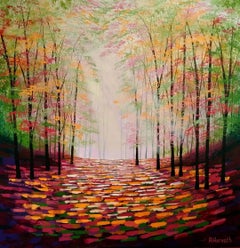 Sunlight Dreaming, Original Landscape Painting, Woodland Art, Autumn trees