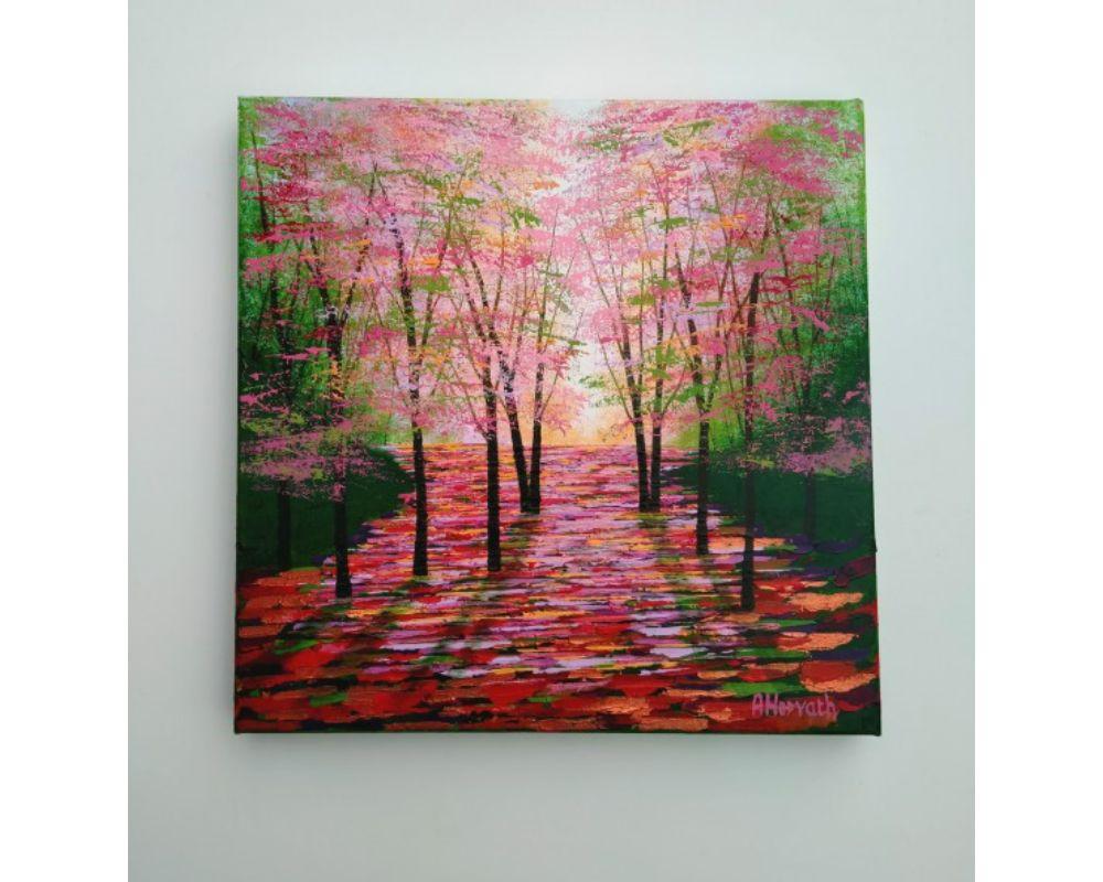 Sunshine in Amber, Amanda Horvath, Landscape Painting, Tree Art, Bright Artwork For Sale 2