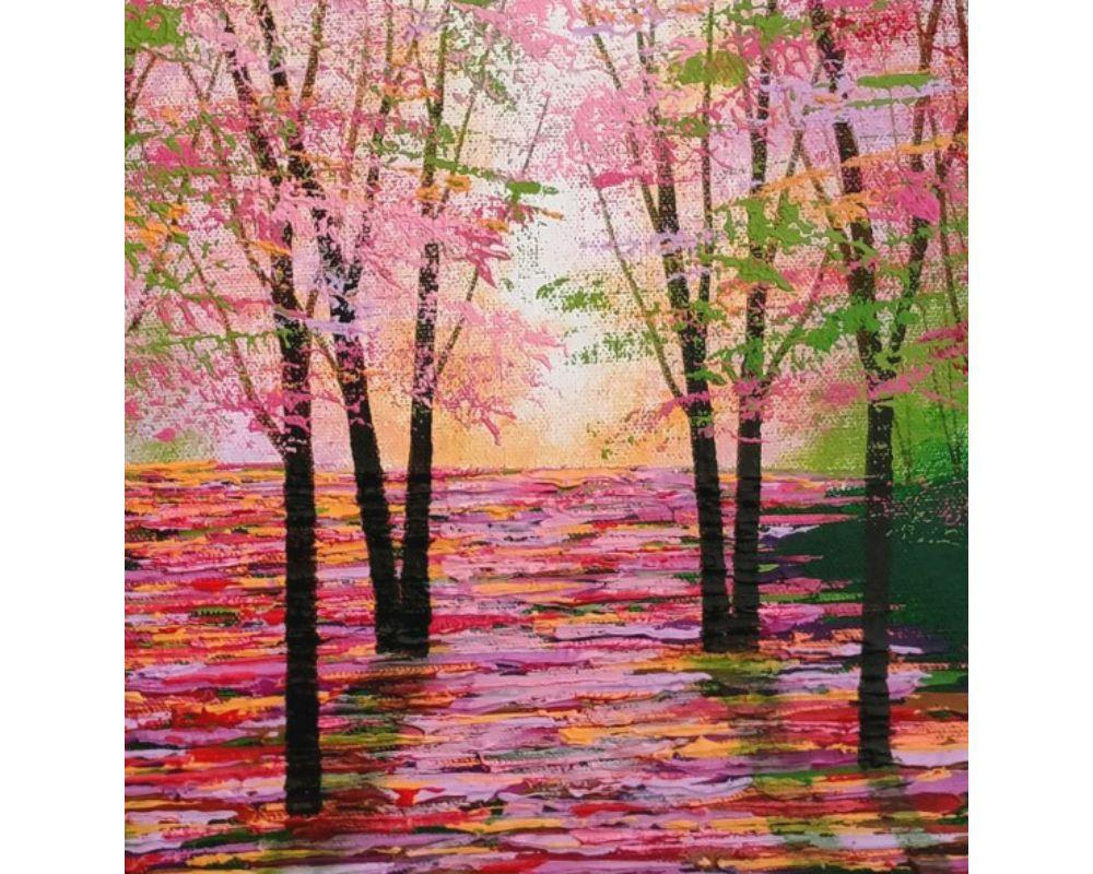 Sunshine in Amber, Amanda Horvath, Landscape Painting, Tree Art, Bright Artwork For Sale 6